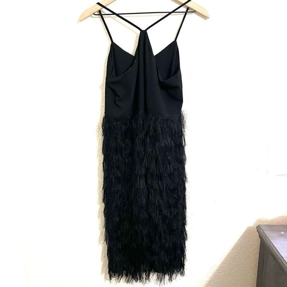Free Generation Los Angeles Black Shaggy Fringe Dress Sleeveless Size S New - Picture 3 of 15
